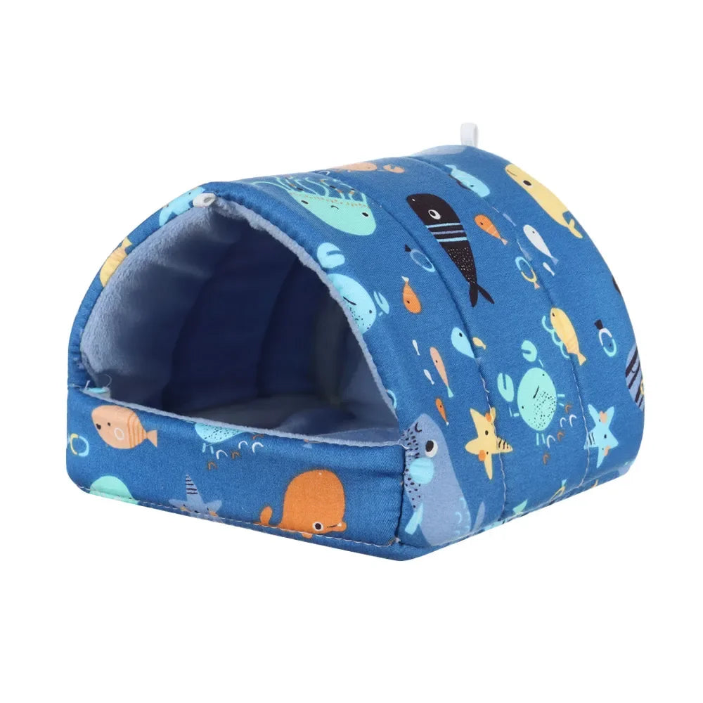 DIY Cute Mini Cage Rabbit Squirrel Winter Warm Mat Guinea Pig Nest Hamster House Small Animal Sleeping Bed Pet Hanging Cage