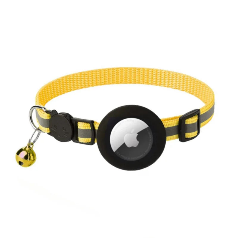 For Cat Airtag Holder Collar Breakaway Reflective Strips Adjustable Kitten Collar Waterproof Cat Bell Collar Pet Air Tag Case