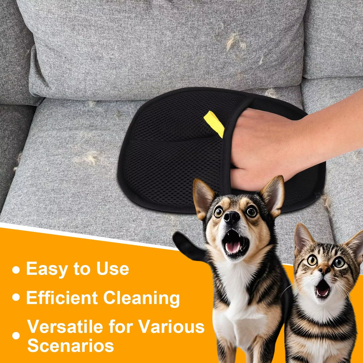 Double-Sided Pet Grooming Gloves, Cat Grooming Gloves, Pet Grooming Gloves for Dogs Bathing, Versatile Grooming Gloves for Washi