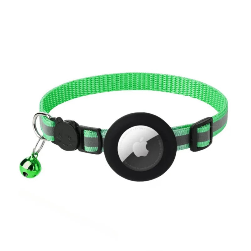 For Cat Airtag Holder Collar Breakaway Reflective Strips Adjustable Kitten Collar Waterproof Cat Bell Collar Pet Air Tag Case