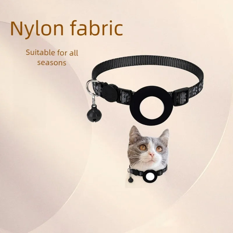 For Cat Airtag Holder Collar Breakaway Reflective Strips Adjustable Kitten Collar Waterproof Cat Bell Collar Pet Air Tag Case