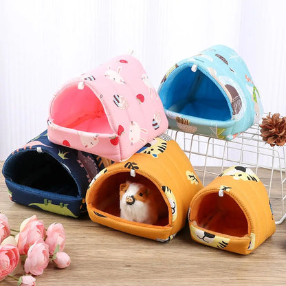 DIY Cute Mini Cage Rabbit Squirrel Winter Warm Mat Guinea Pig Nest Hamster House Small Animal Sleeping Bed Pet Hanging Cage